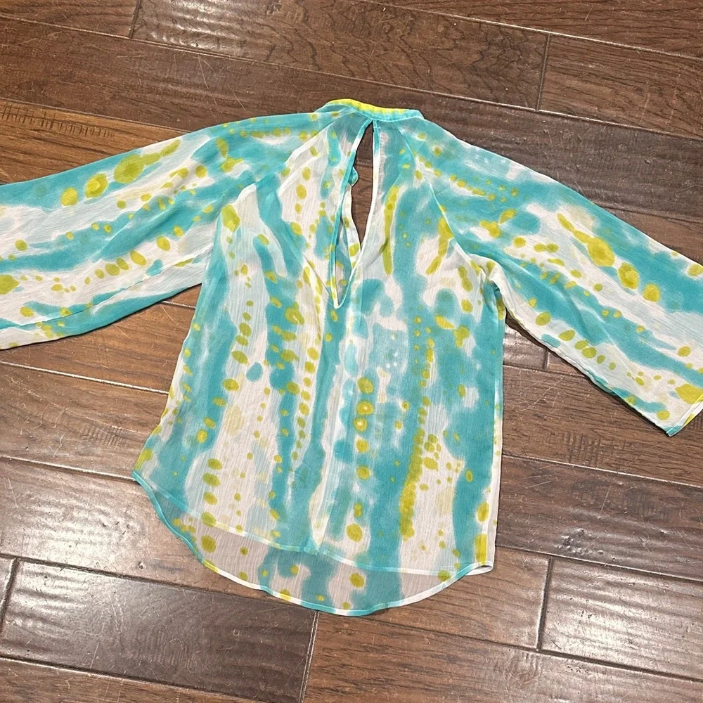 Walter Baker Teal and‎ Yellow Blouse - Picture 4 of 4